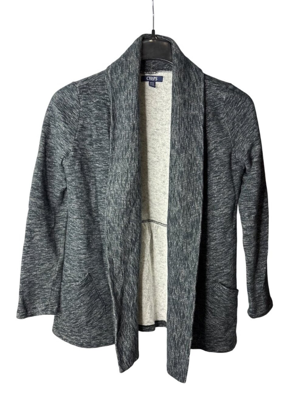 Chaps Womens Open Front Cardigan Size S Charcoal Grey